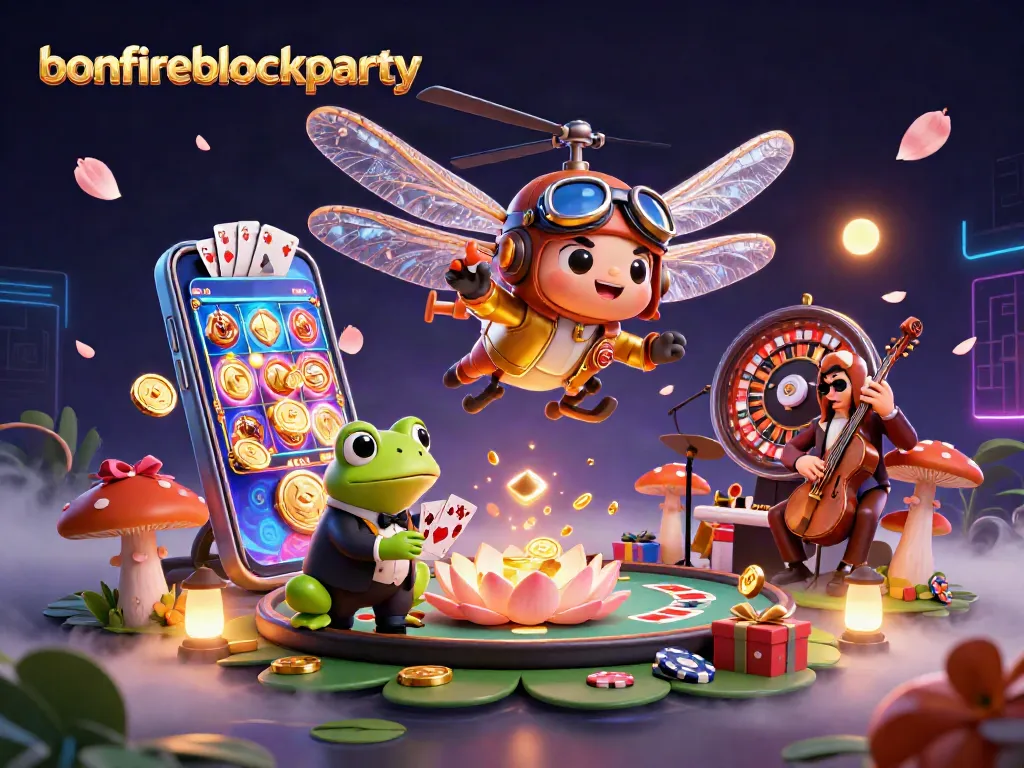 Experience thrilling gameplay at bonfireblockparty with colorful slots, engaging croupiers, and vibrant casino scenes.